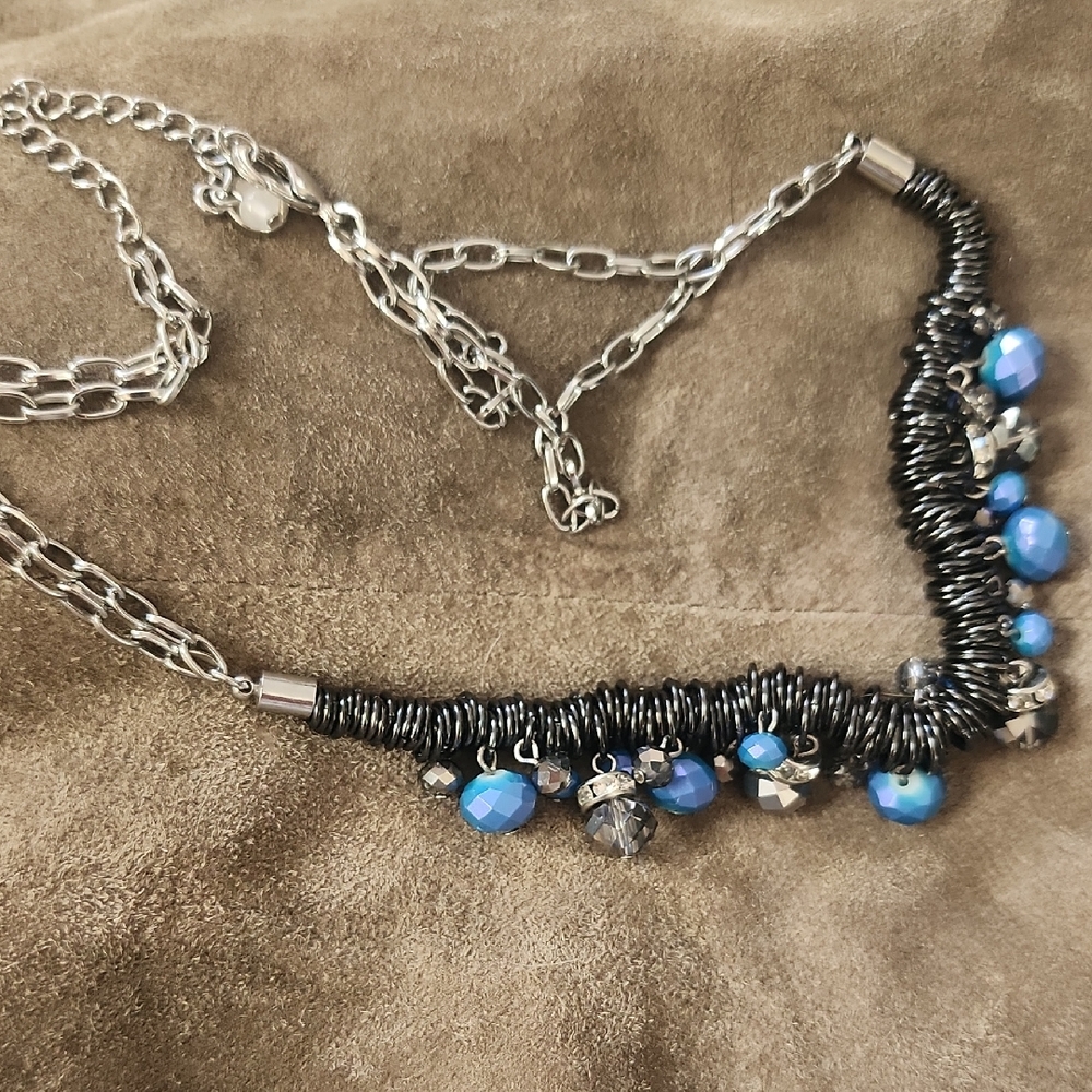 Elegant Black and Blue Beaded Necklace